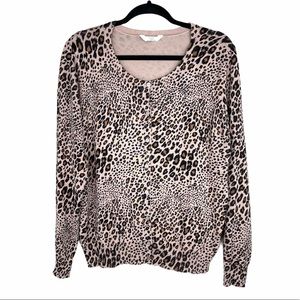 Time And Tru Leopard Roundneck Cardigan